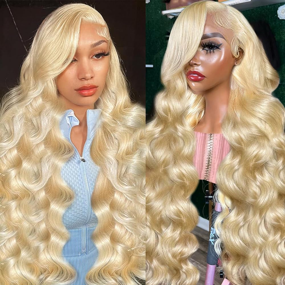 613 Lace Front Wig - 13X6 HD Transparent Lace, 180 Density Blonde Human Hair Wig Pre Plucked with Baby Hairs