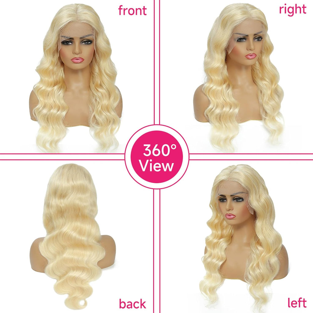 613 Lace Front Wig - 13X6 HD Transparent Lace, 180 Density Blonde Human Hair Wig Pre Plucked with Baby Hairs