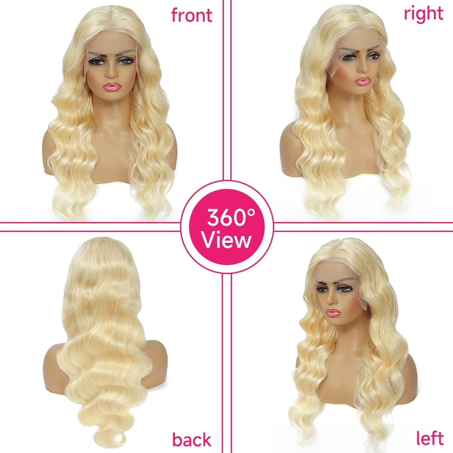 613 Lace Front Wig - 13X6 HD Transparent Lace, 180 Density Blonde Human Hair Wig Pre Plucked with Baby Hairs
