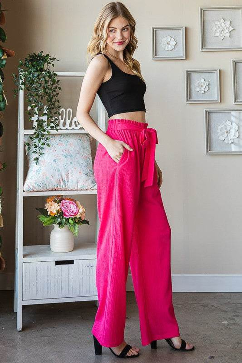 Heimish Full Size Front Tie Pants with Paperbag Waistband plus Size