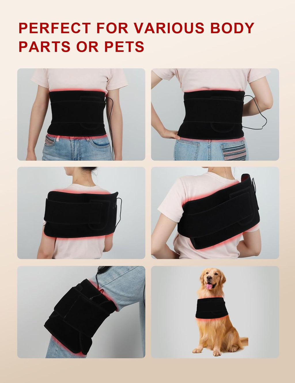 120 Leds Red Light Therapy Belt with 5 Levels Vibration Massage, Pulsed Controller Infrared Light Therapy Wrap for Body Waist Back Muscle Pain Relief, Improve Healing,Black