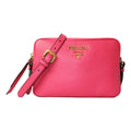 New  Peonia Pink Vitello Phenix Leather Double Zip Crossbody 1BH079