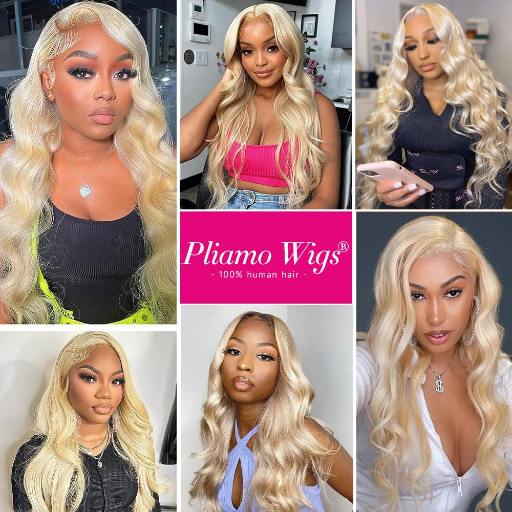 613 Lace Front Wig - 13X6 HD Transparent Lace, 180 Density Blonde Human Hair Wig Pre Plucked with Baby Hairs
