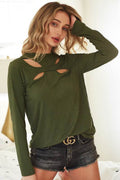 Bibi Butterfly Looking Cutout Rib Knit Top